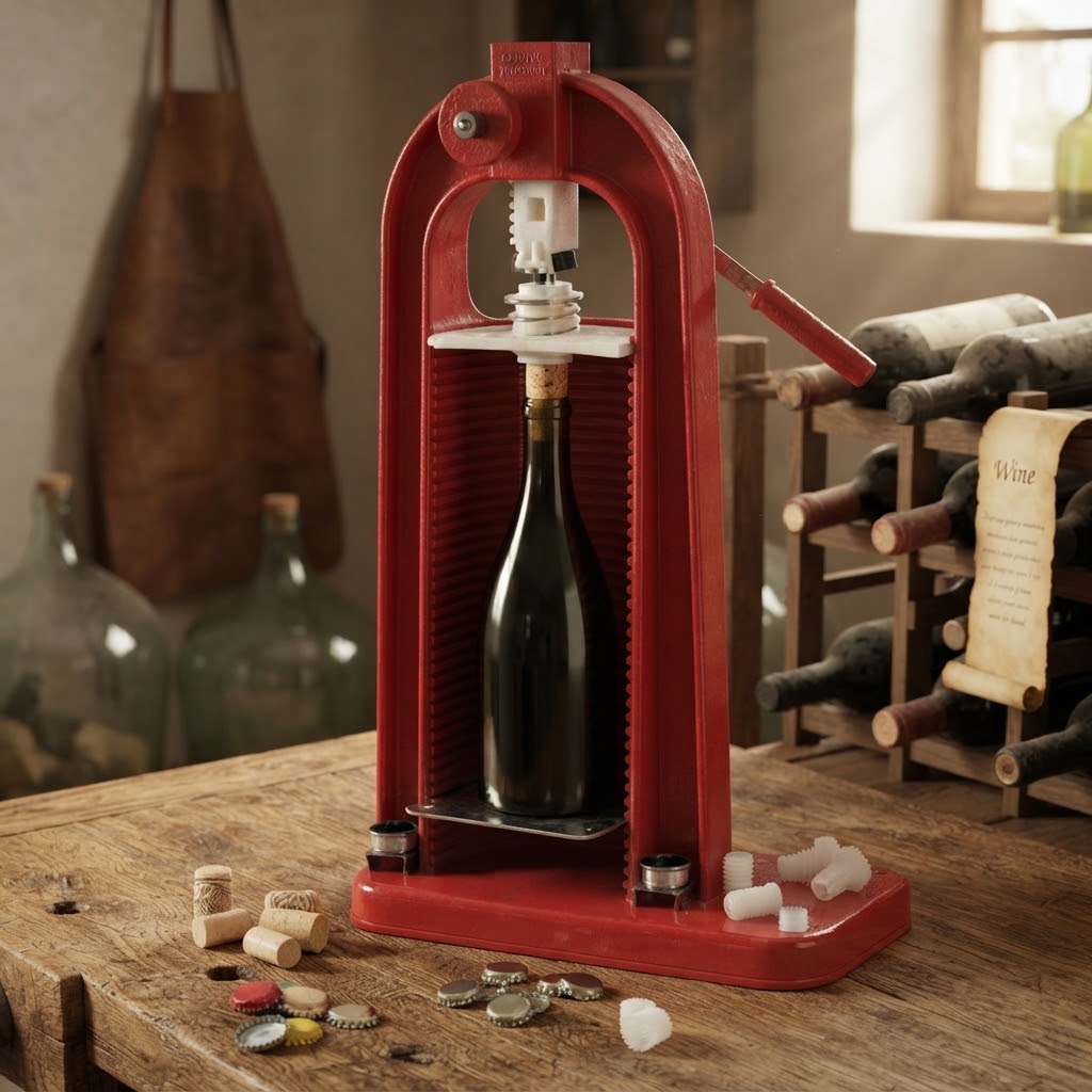Turabottiglie "Crow and cork" tappatrice a cremagliera colonna per tappi corona ed in sughero