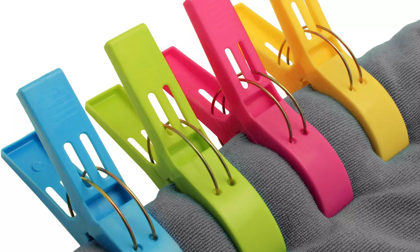 Set 4 mollette antivento in plastica per fissaggio telo mare