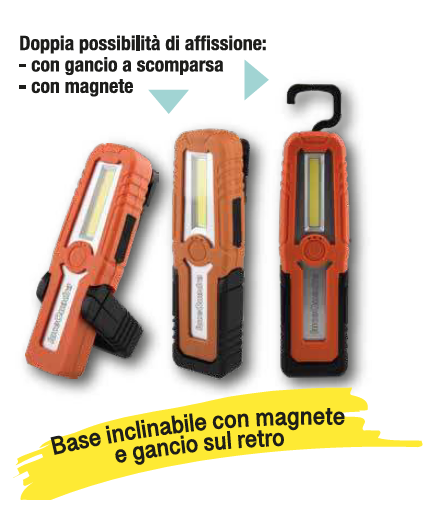 Torcia magnetica con gancio, ricaricabile con Power Bank per meccanici