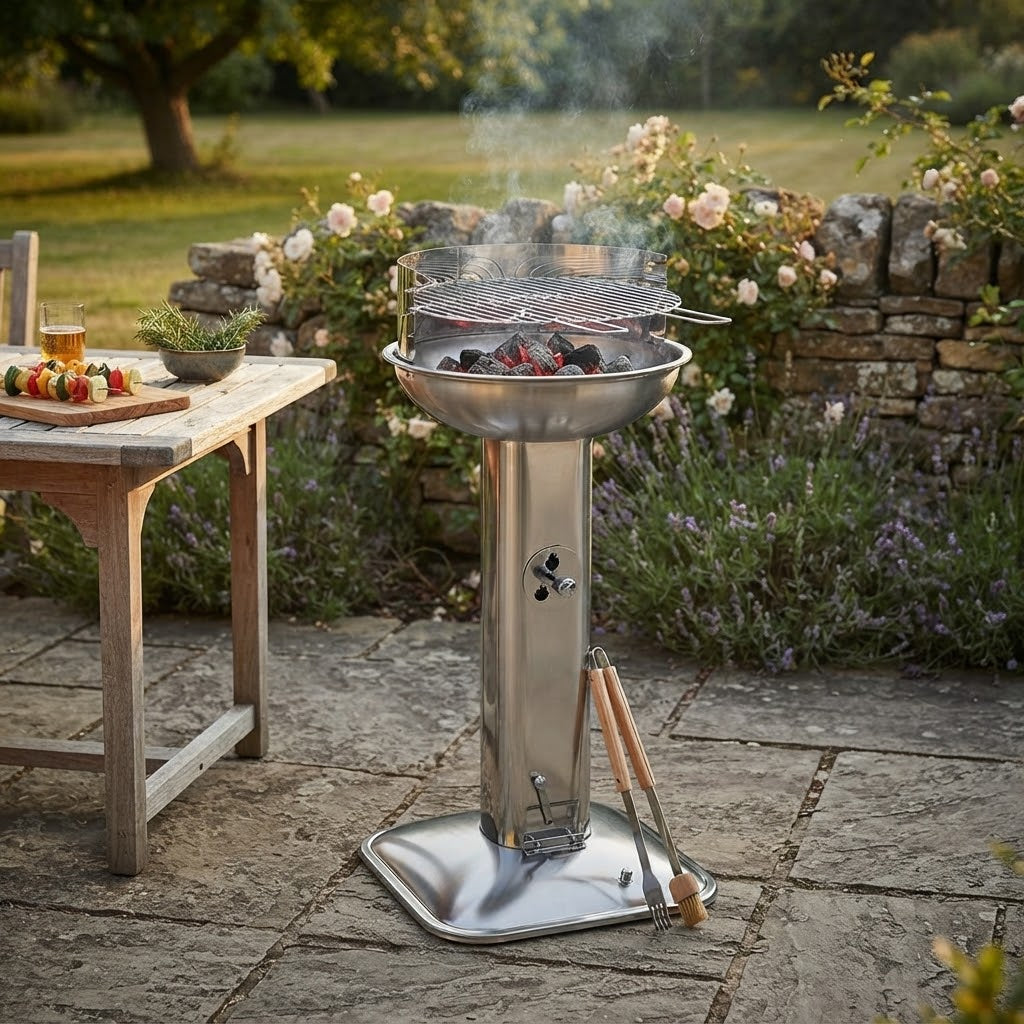 Barbecue colonna in acciaio inox "Venus 480 Pro System" a carbonella da 44 cm