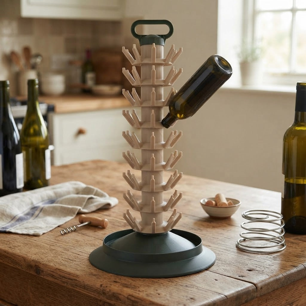 Scolabottiglie 81 posti in ABS con bacinella di raccolta acqua per bottiglie birra e vino