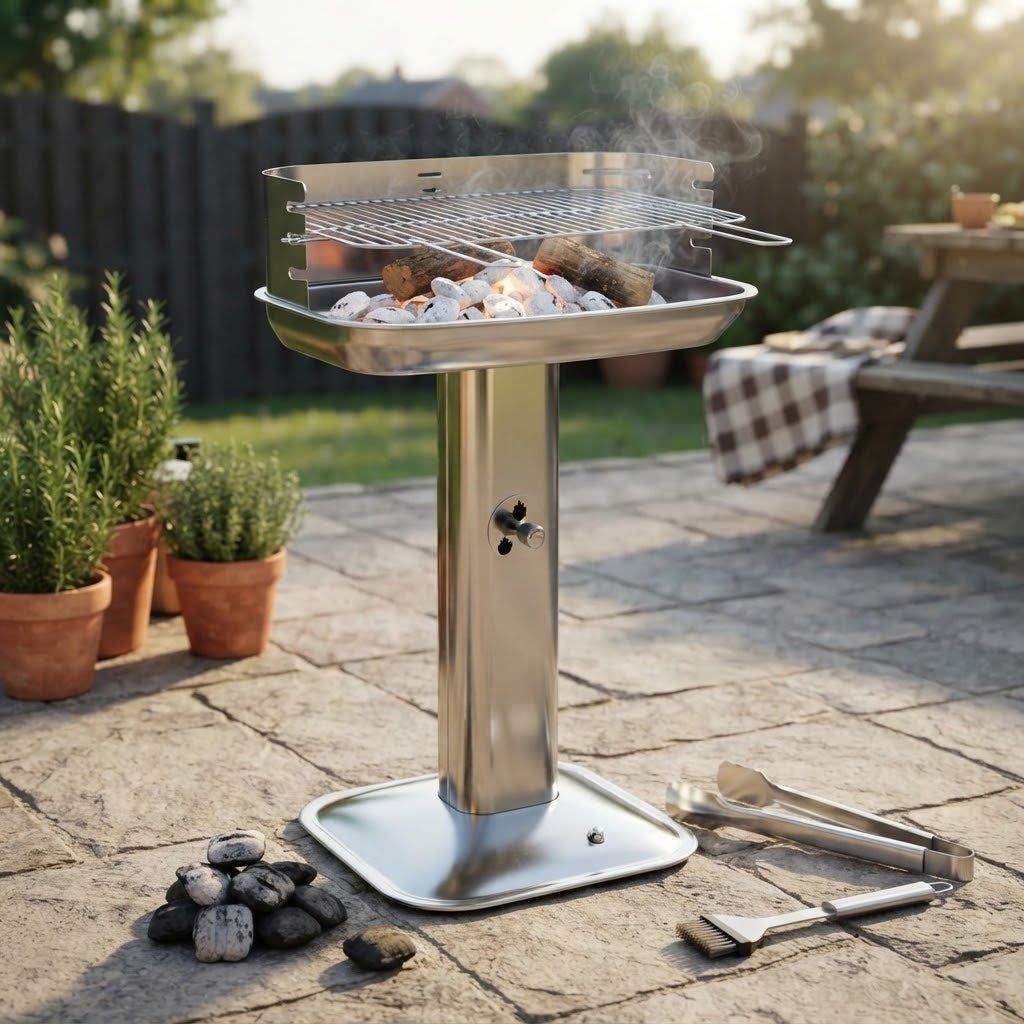 Barbecue colonna in acciaio inox "Venus 60-40 Pro System" a carbonella da 60 cm