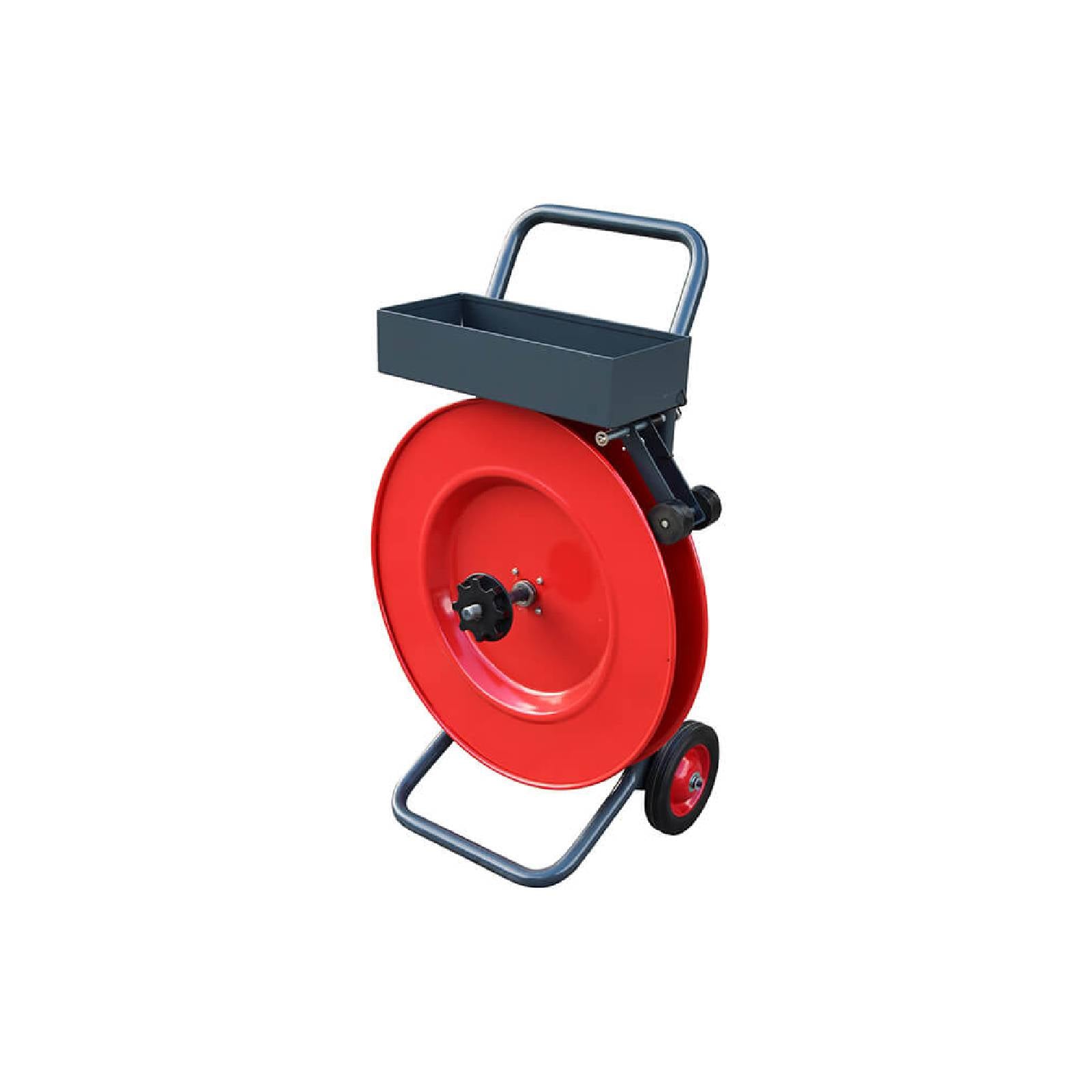 Portareggia con telaio in tubolare e un disco di Ø 60 cm ideale per grandi bobine di reggetta in plastica