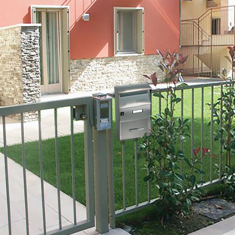 Cassetta per posta "Serie effe T Evo" in acciaio inox, da esterno, con tetto apribile