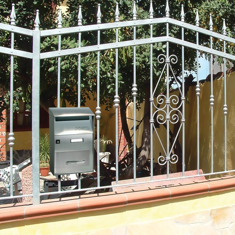 Cassetta per posta "Serie effe T Evo" in acciaio inox, da esterno, con tetto apribile