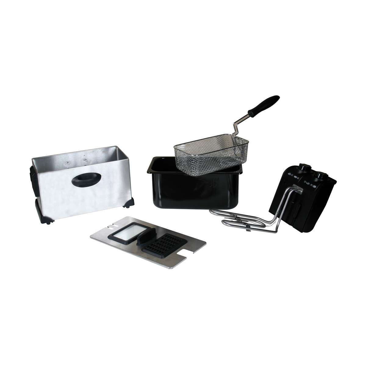 Friggitrice elettrica in acciaio inox ideale per tutti i tipi di frittura, capacità 3 litri