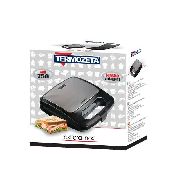 Tostiera con temperatura regolabile, ideale per la preparazione di toast sandwich e bruschette