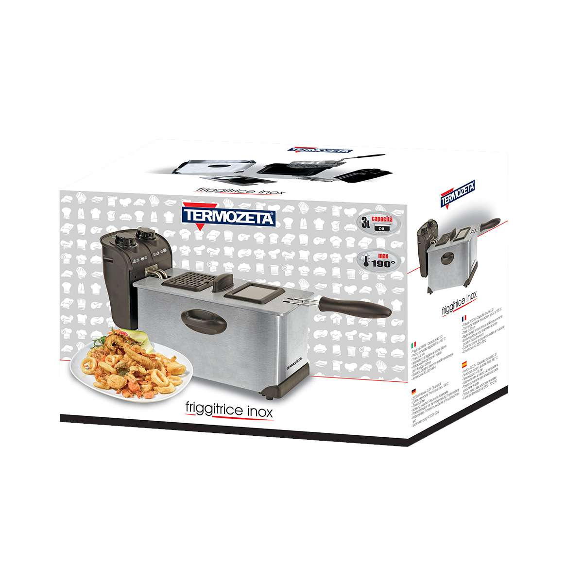 Friggitrice elettrica in acciaio inox ideale per tutti i tipi di frittura, capacità 3 litri