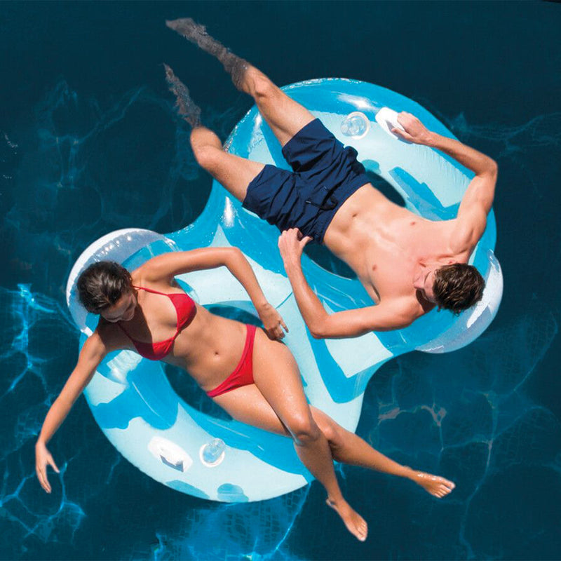 Salvagente gonfiabile doppio con schienale colore blu da mare e piscina 198 cm
