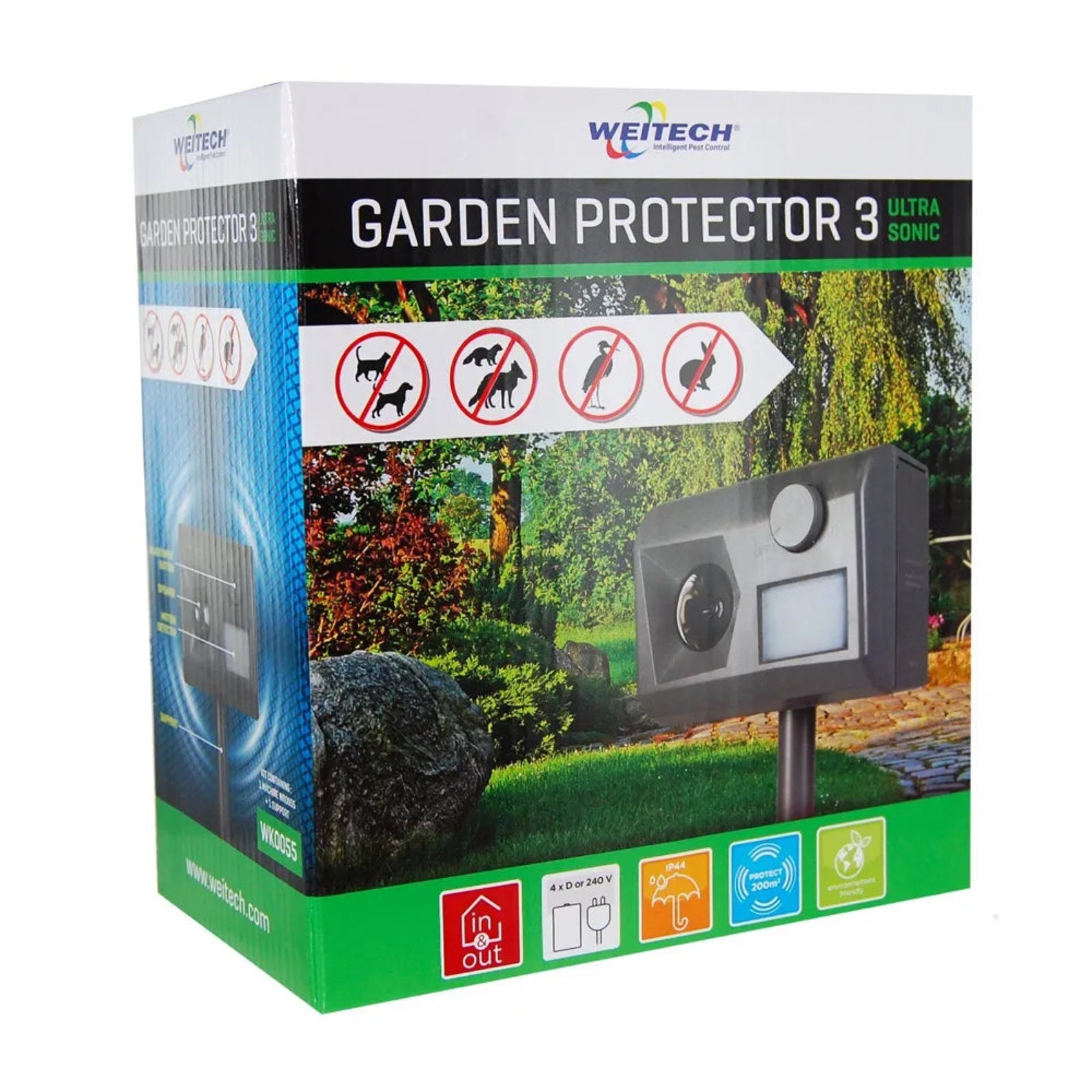 Repellente scacciacani, volpi e gatti ad ultrasuoni con 7 frequenze