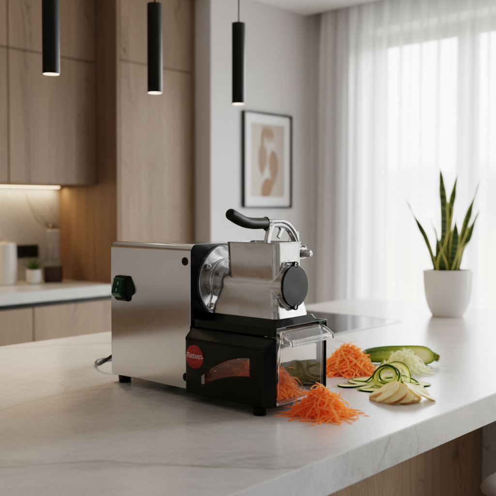 Grattugia Elettrica PROFESSIONALE "Reber" in alluminio brillantato, carenatura in acciaio inox.