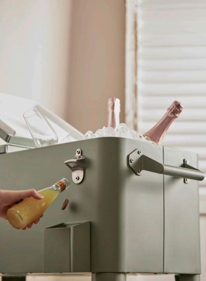 Frigo doppio contenitore con rotelle colore verde