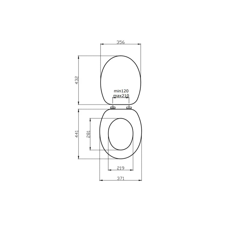 Sedile wc universale in legno MDF leccato 38 x 44 cm