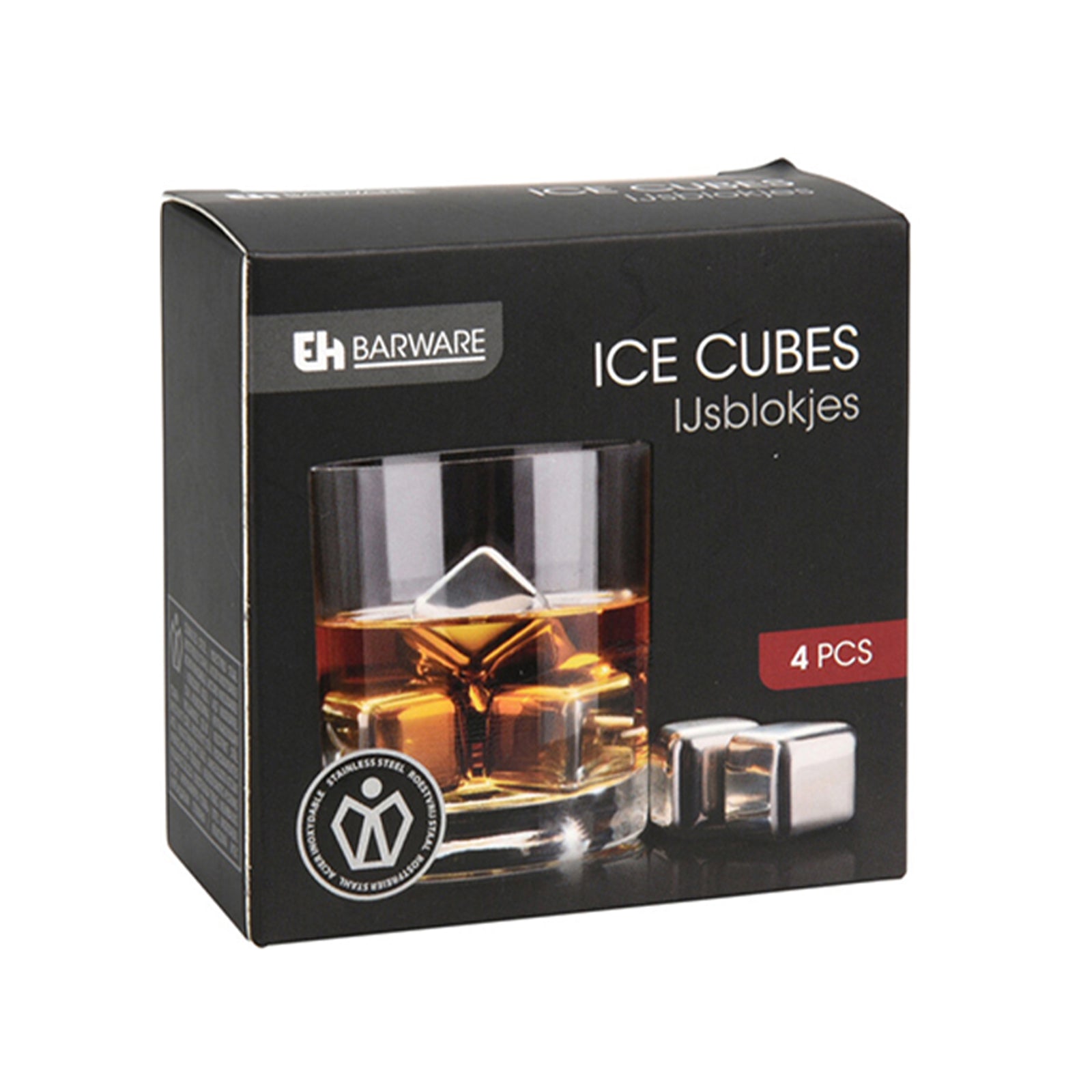 Cubetti in acciaio inox per cocktail set da 4