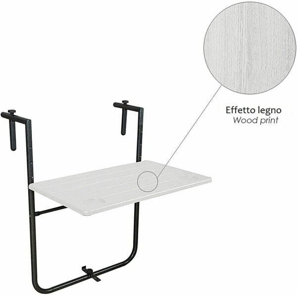 Tavolo richiudibile da balcone in acciaio piano in HDPE bianco per esterni
