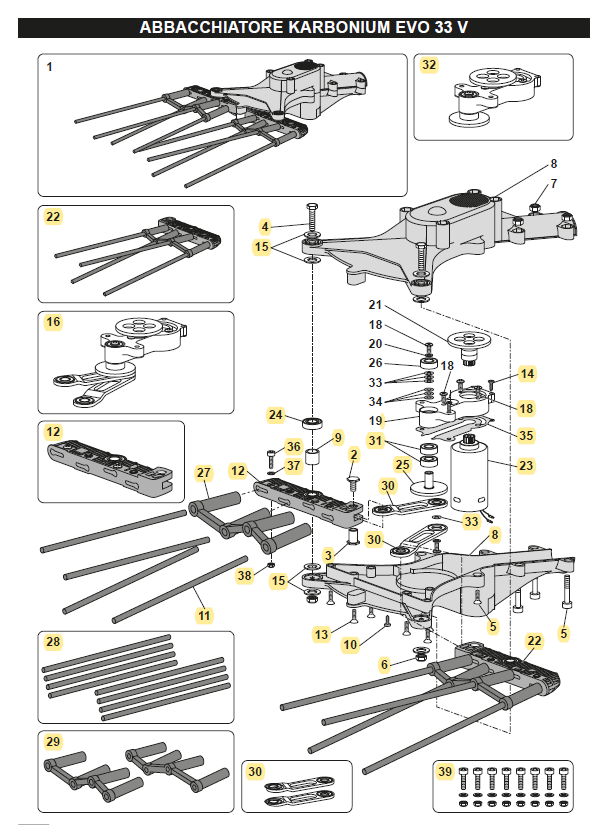 Supporto completo per bacchette abbacchiatore Zanon Karbonium Evo 33 AL 200 - AL 300