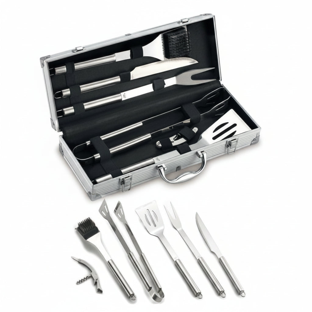 Set di accessori per barbecue Ompagrill kit per BBQ e brace con valigetta