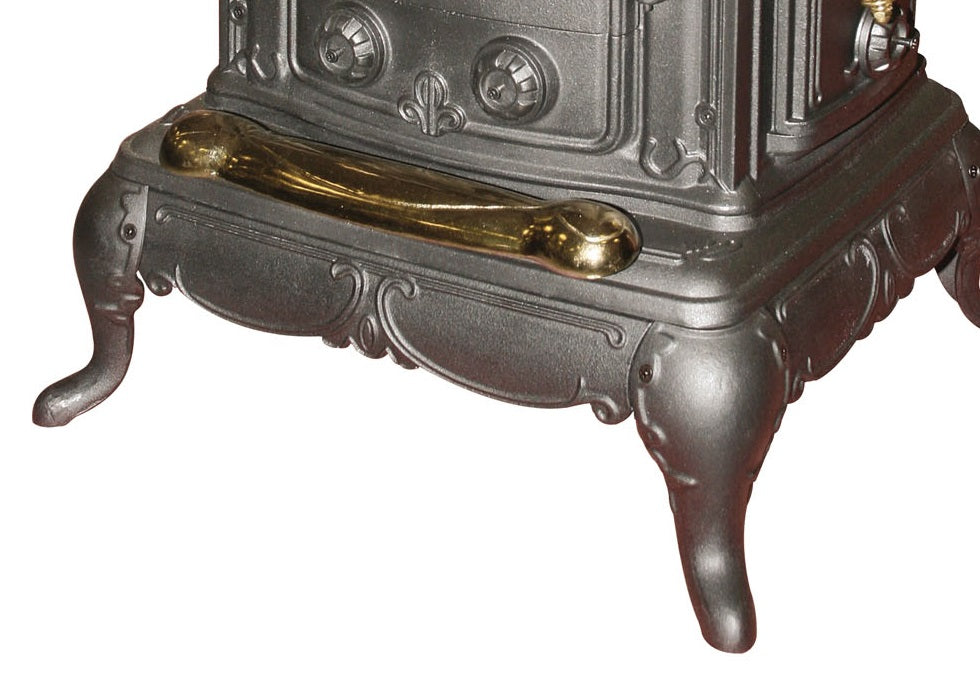 Stufa a legna "Parlor" 6 kW in ghisa con inserti ottone caminetto vintage