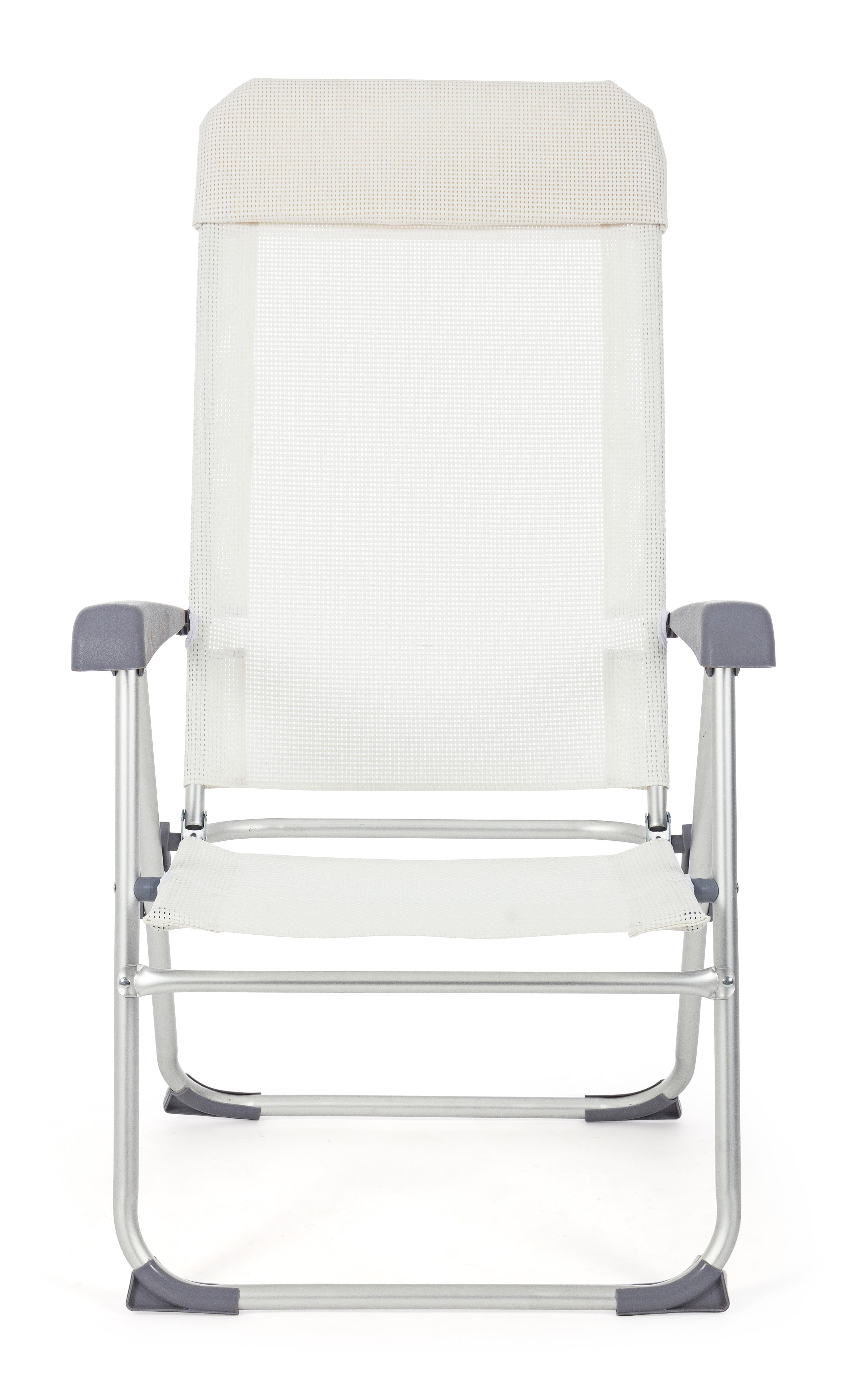 Poltrona "Cross" sedia a sdraio con schienale alto da balcone e veranda con braccioli pieghevole in alluminio