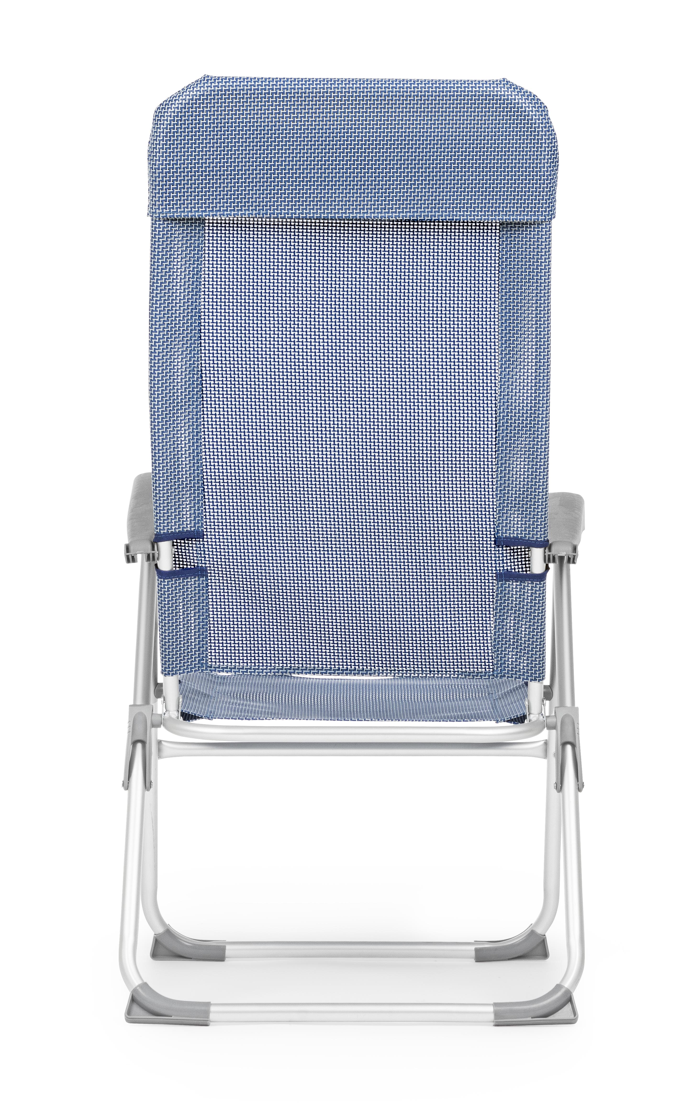 Poltrona "Cross" sedia a sdraio con schienale alto da balcone e veranda con braccioli pieghevole in alluminio