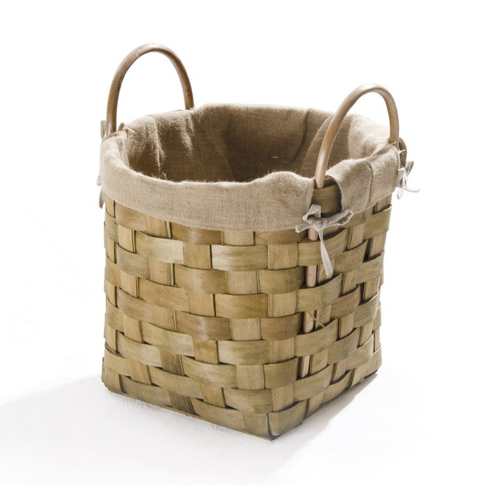 Cesta porta legna con manici in vimini naturale e juta Ø 45 x h 55