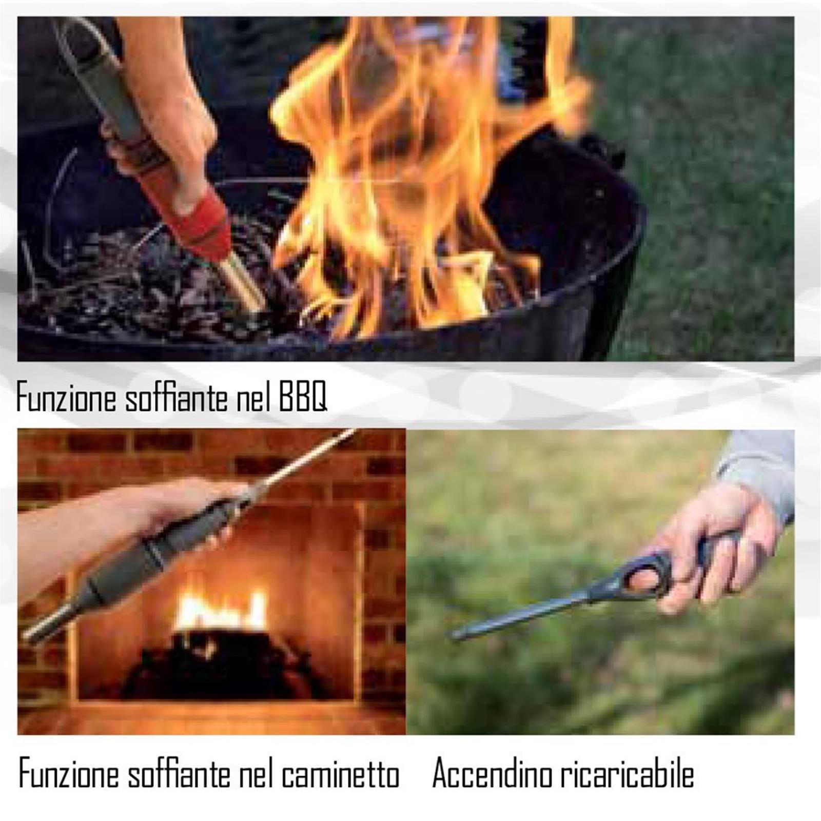 ACCENDIFUOCO A BATTERIA ACCENDINO E SOFFIATORE SOFFIO FUOCO BARBECUE CARBONI
