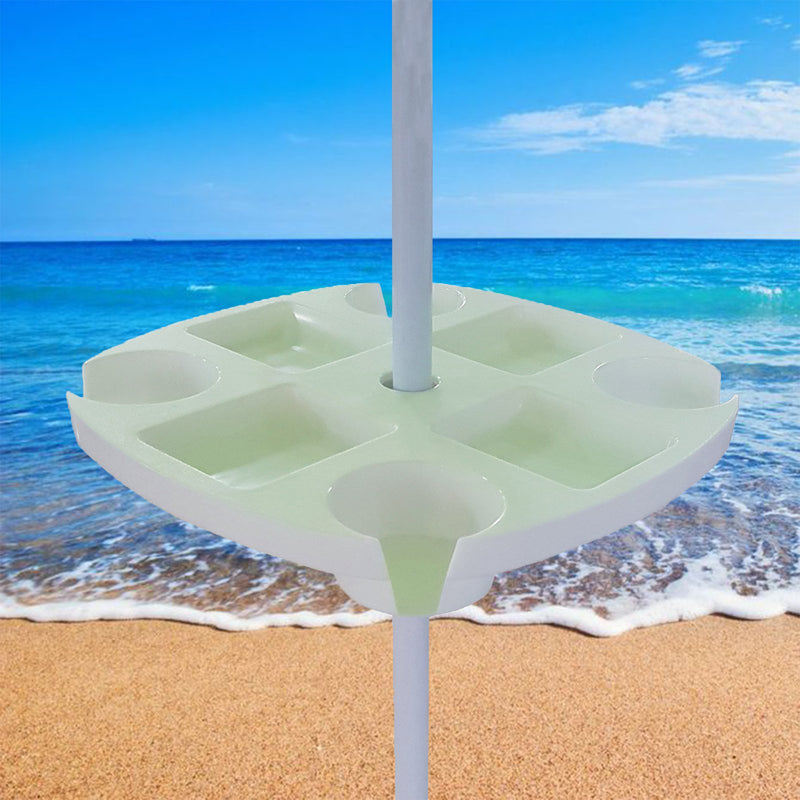 Tavolino porta bicchieri vassoio multiuso per ombrellone da mare e spiaggia Ø 30 cm