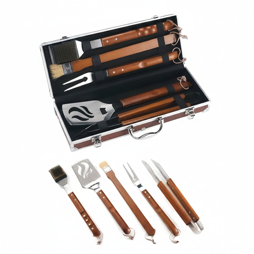 Set di accessori per barbecue Ompagrill kit per BBQ e brace con valigetta
