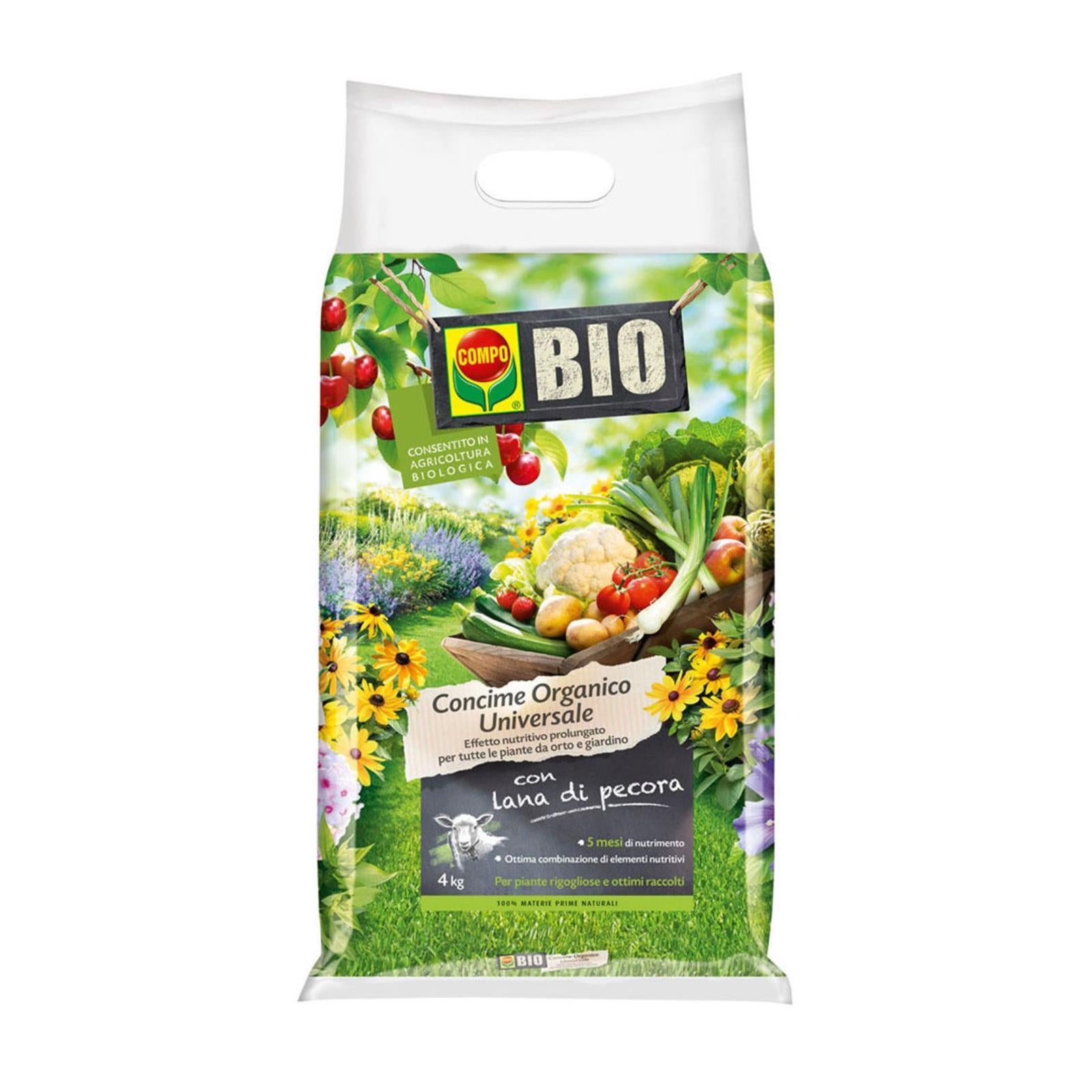Compo concime concimi bio biologico ad alto rendimento con lana di pecora 4 kg