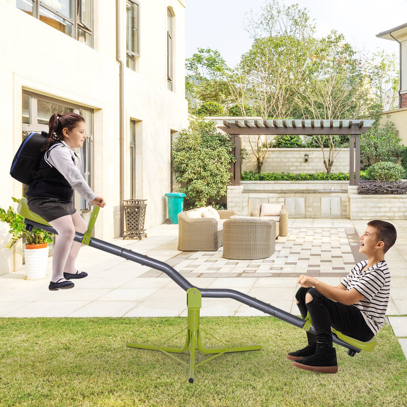 Altalena basculante e rotante a 360° da giardino per bambini con struttura in acciaio