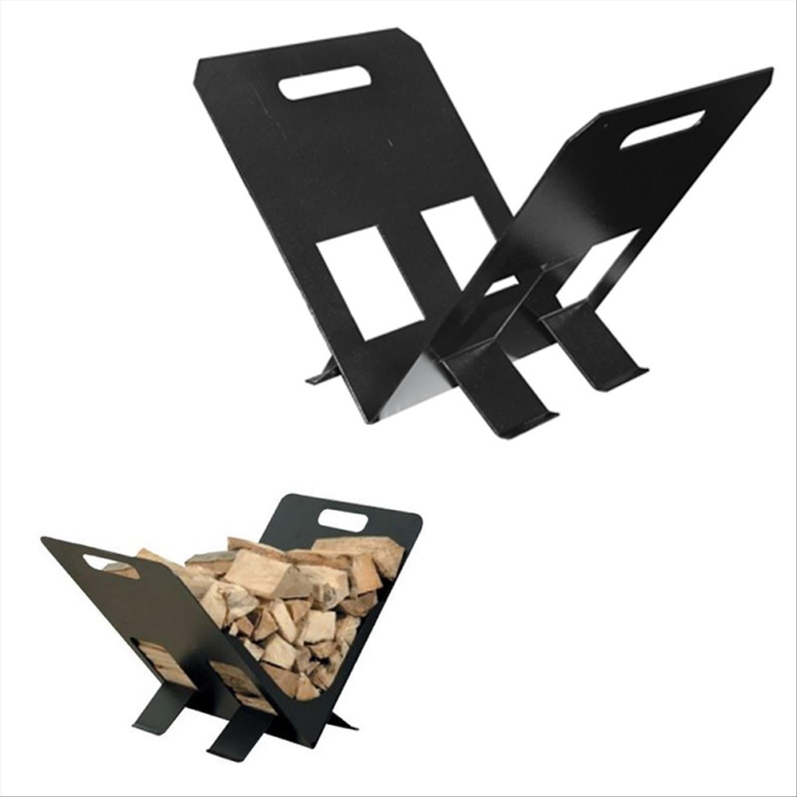 PORTALEGNA LEGGIO PER STUFA CAMINO CAMINETTO IN FERRO BATTUTO CM 38x29xh26 NERO