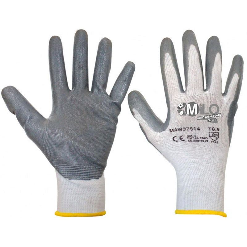 Pz 60 guanti nitrile nylon spalmati da lavoro sicurezza poliestere filo continuo (tg 9)