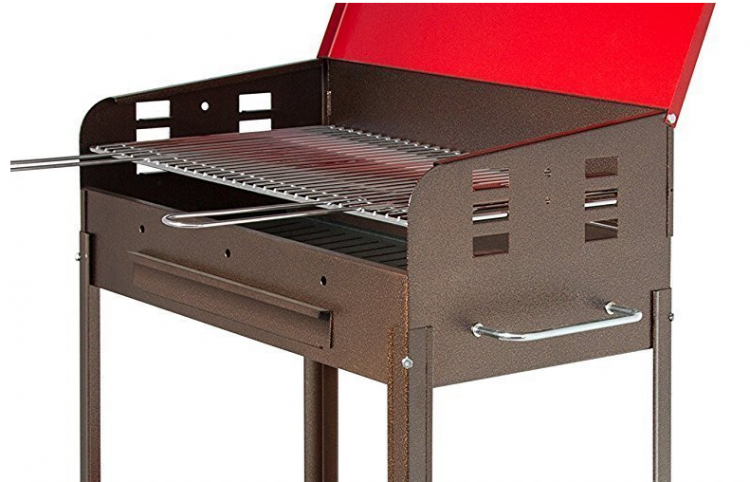 Barbecue a carbone "Vanessa" fornello con tappo e ruote, griglia regolabile Made in Italy