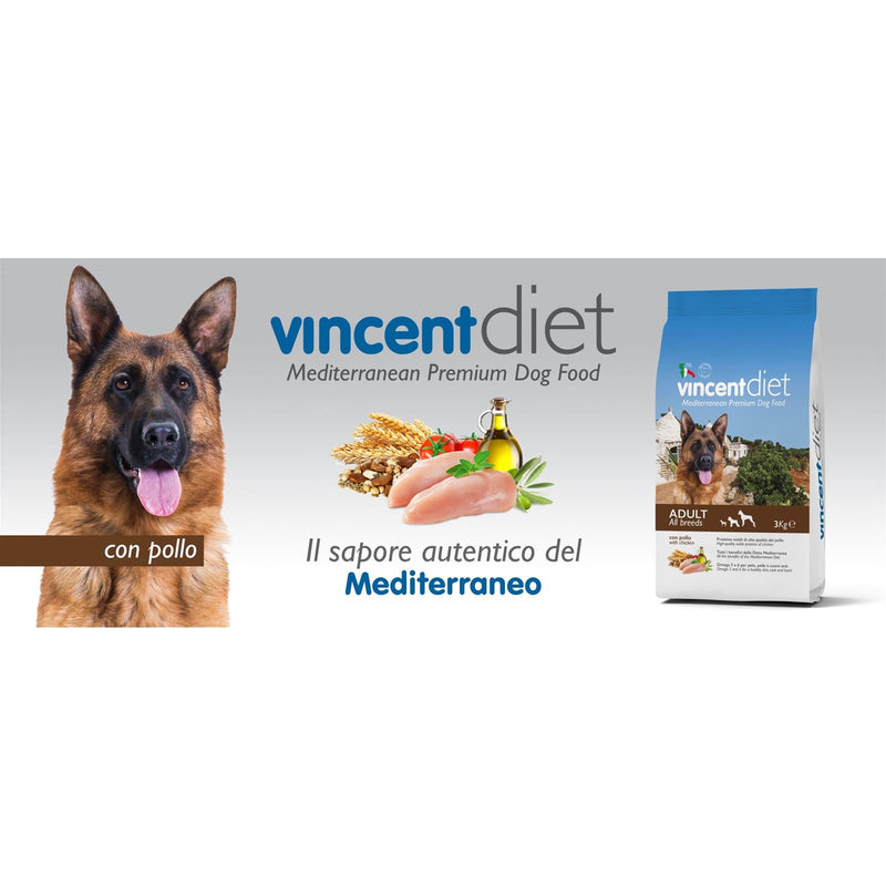 Crocchette cani vicent diet pollo 15 kg pollo cereali legumi dieta mediterranea