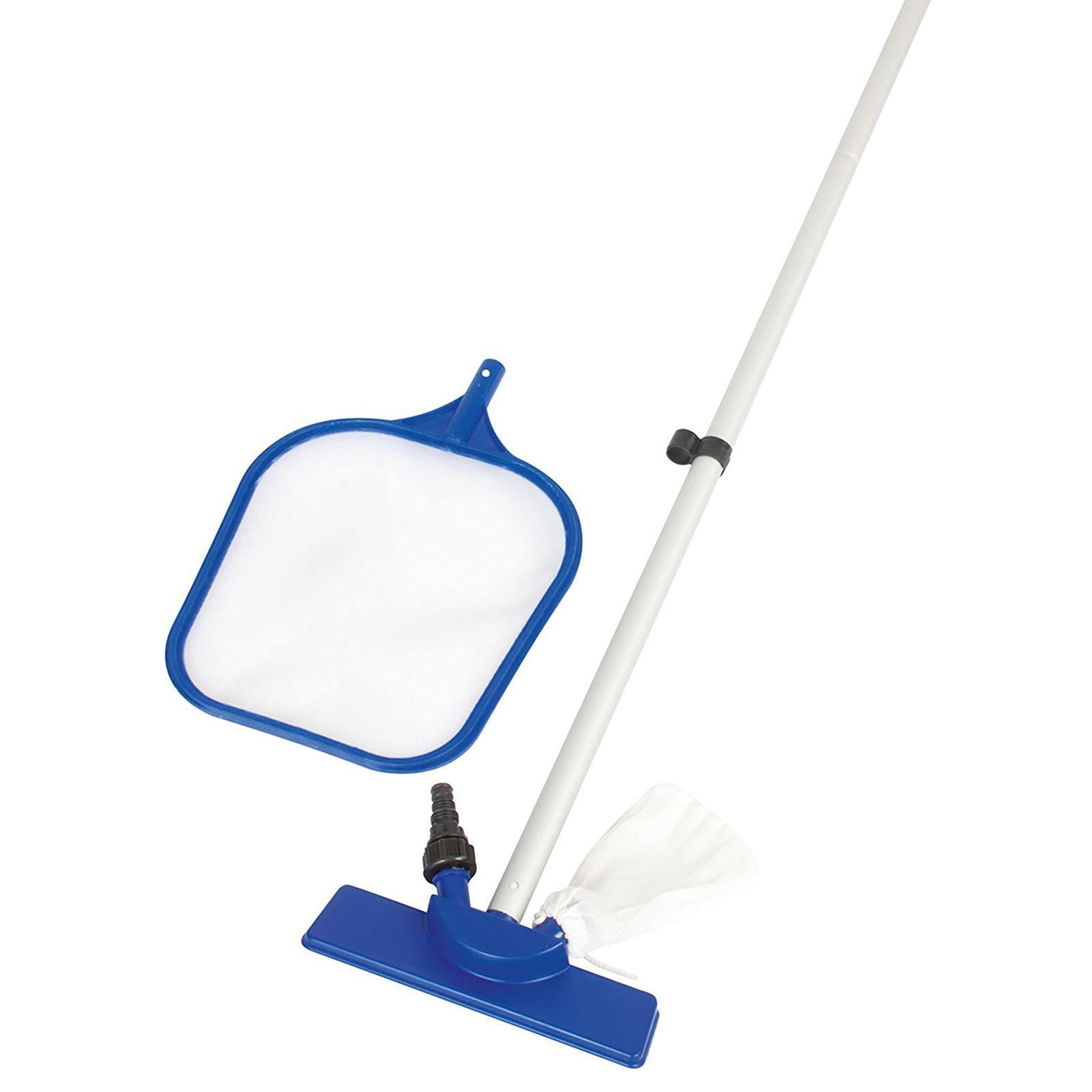 KIT MANTENIMENTO PISCINA CM 254 ASPIRAFANGO PISCINE SCOPA SPAZZOLA PULIZIA RETINO ASTA