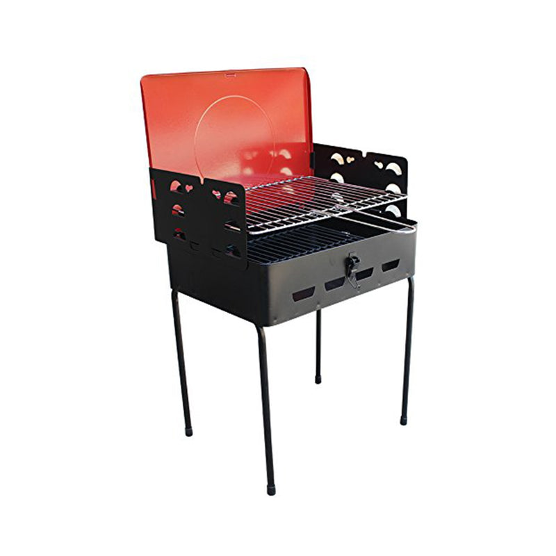 Fornello barbecue richiudibile a valigetta con griglia in acciaio cromato "Made in Italy"