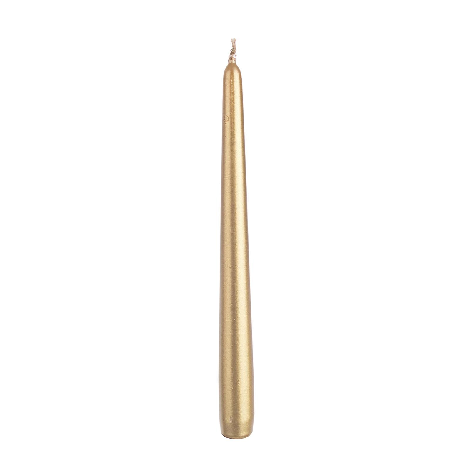 PZ 12 CANDELE CANDELA CONICA ORO CERA H 25 CM DECORAZIONE NATALE NATALIZIA LUMINO LUME