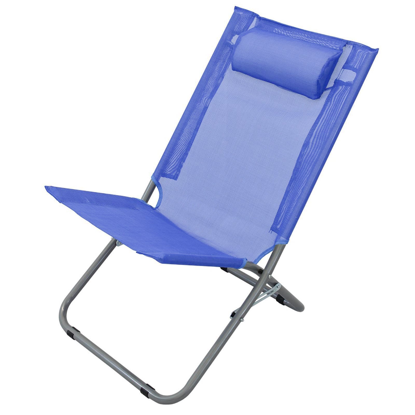 Sedia "Alta steel" in texilene spiaggina da mare pieghevole blu struttura in metallo