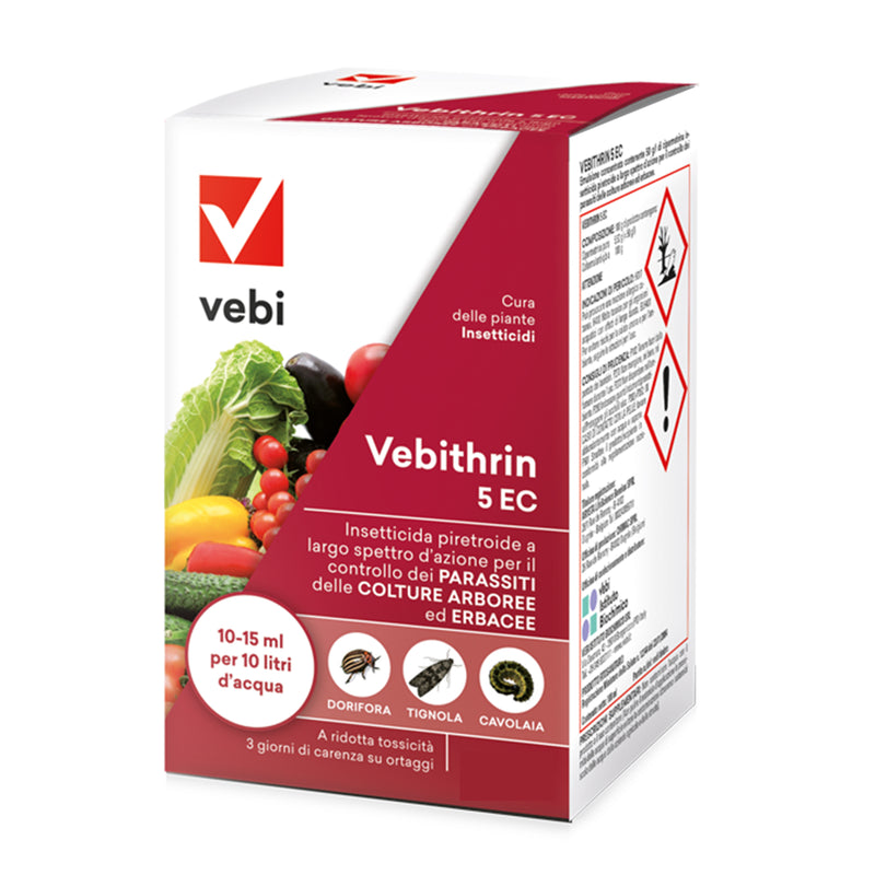 Insetticida bassa carenza "Vebithrin 5 EC" per dorifora tignola e cavolaia su piante da frutto ed ornamentali