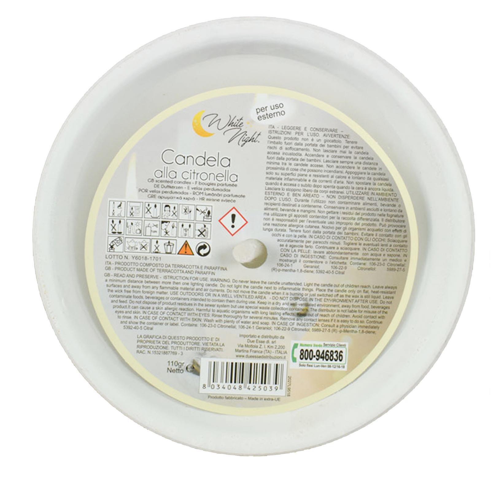 PZ 8 CERI IN COCCIO BIANCO CERO CITRONELLA BIANCA Ø 18 TERRACOTTA DA ESTERNO SEGNA PASSI MATRIMONIO