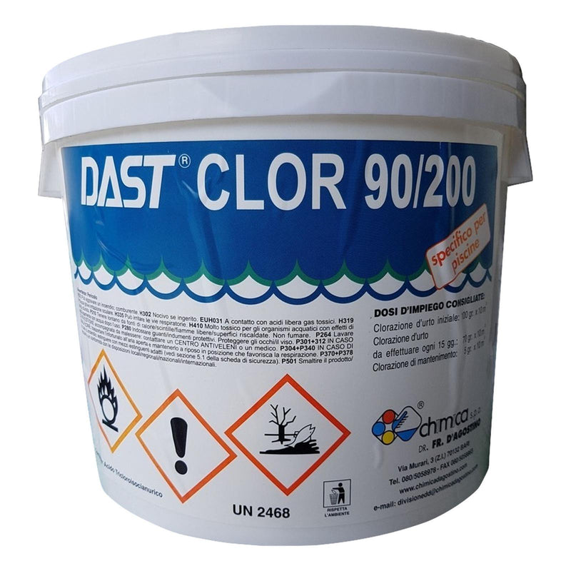 Cloro in pastiglie professionale "Dast Clor 90\200" per manutenzione e pulizia piscina