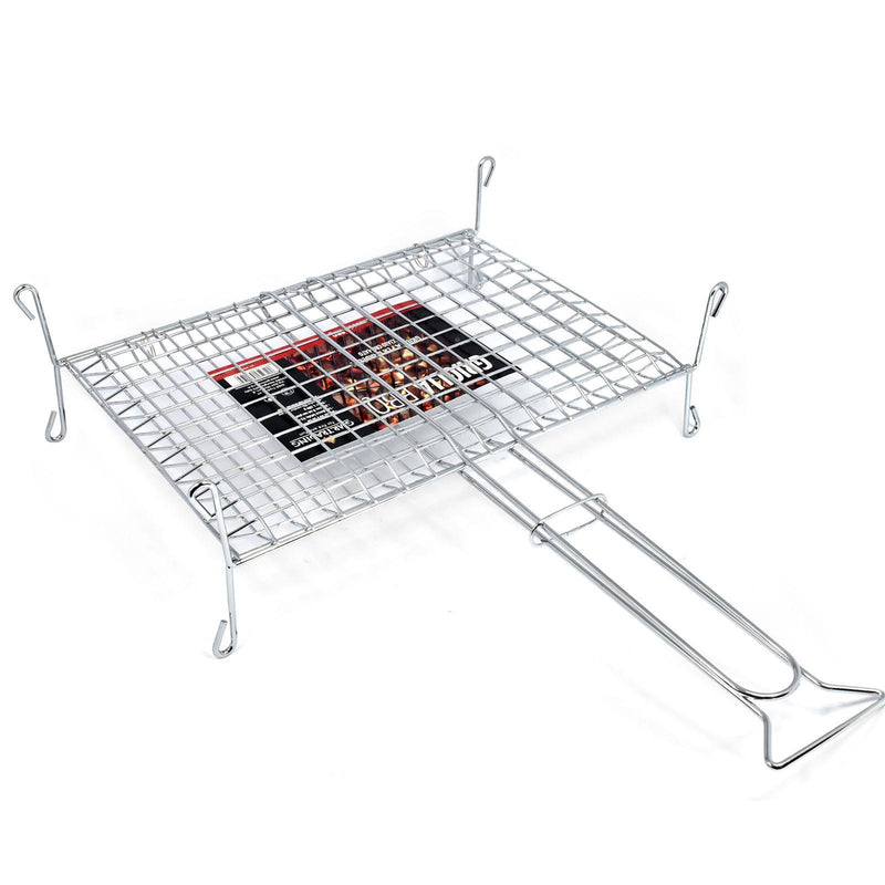 Graticola per barbecue, griglia in acciaio a barre con piedini di alta qualità 40 x 30 cm