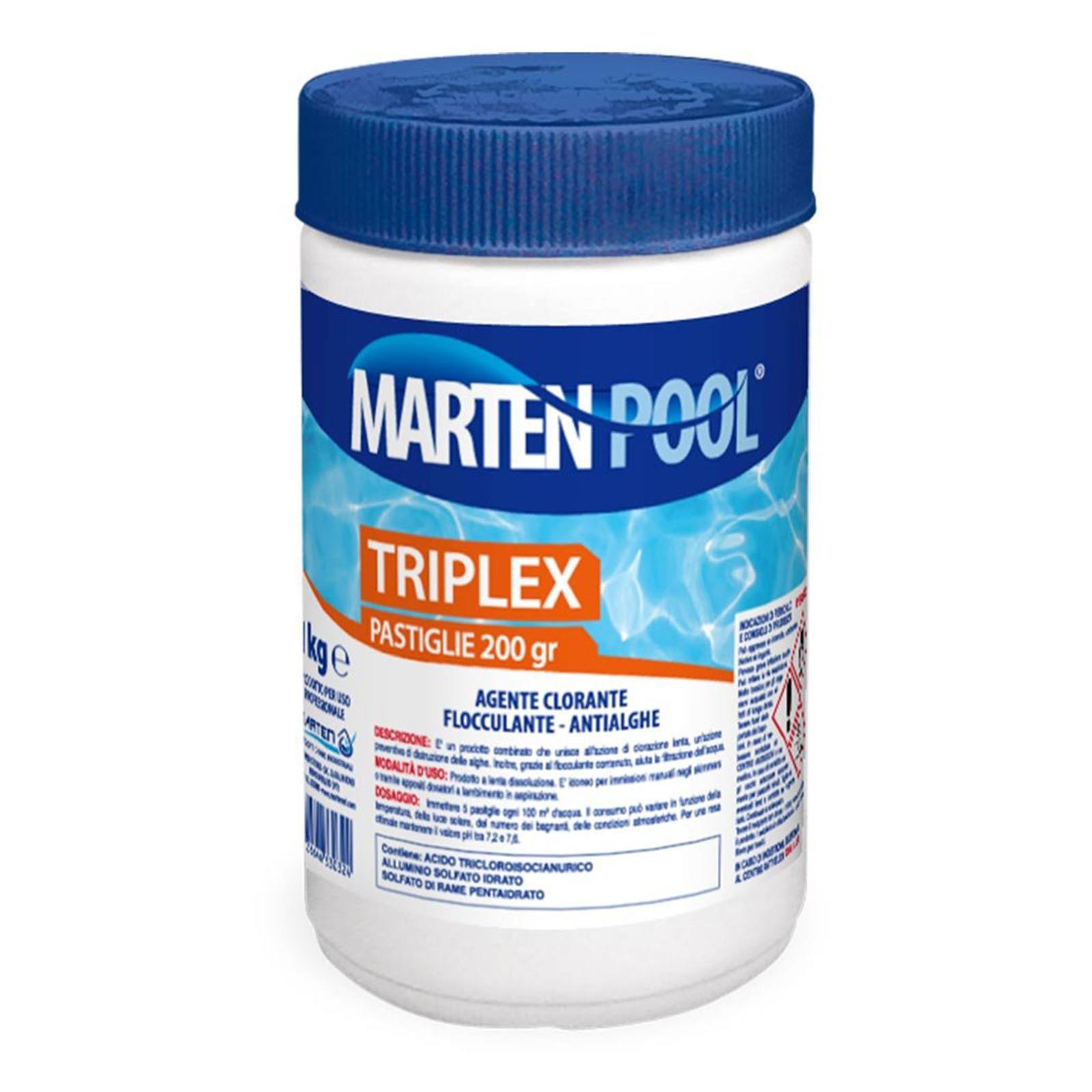 KIT MANUTENZIONE KG 1 TRIS PASTIGLIE ANTIALGHE CLORO PISCINA CON DISPENSER E TEST PISCINE