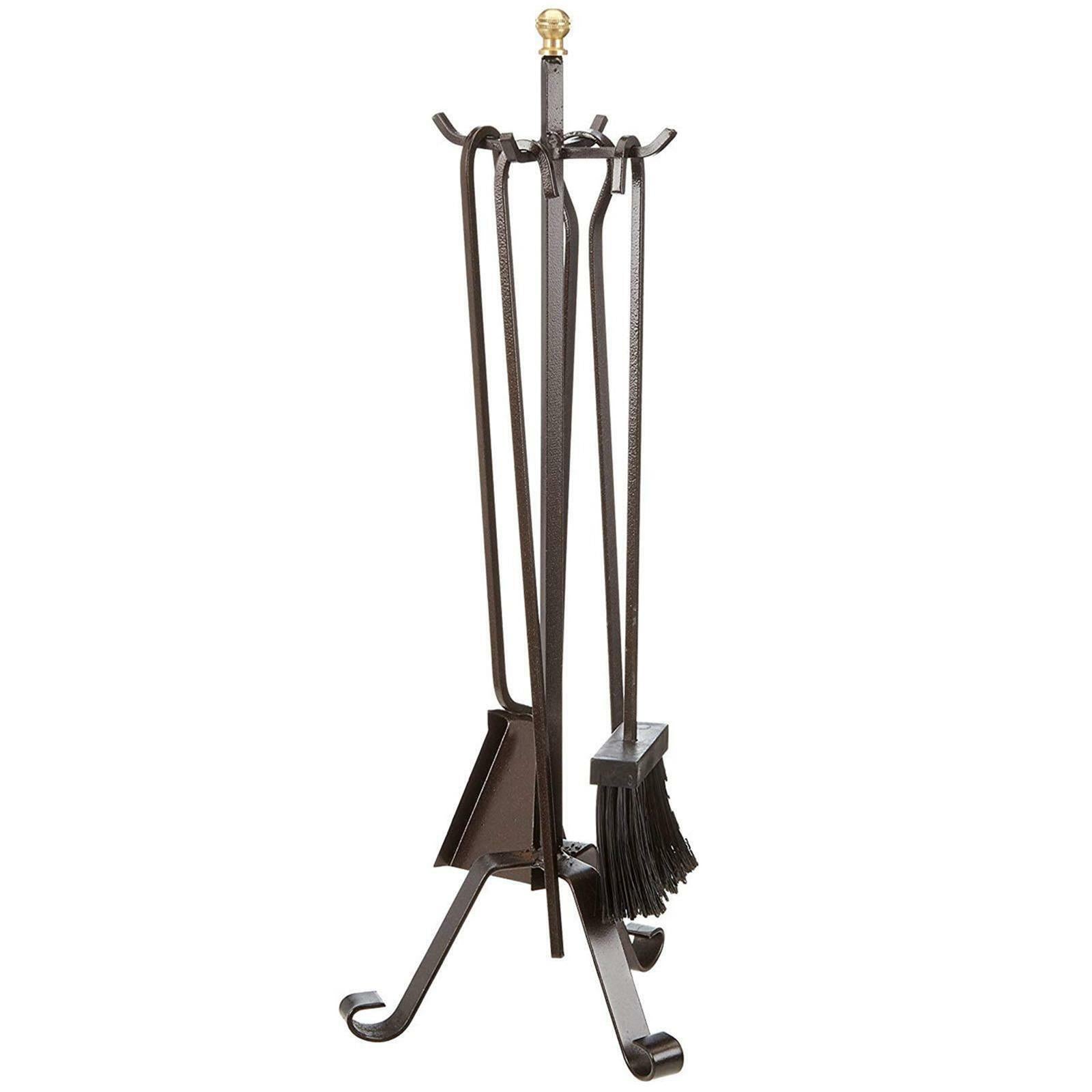 SET ACCESSORI 4 PZ GRUPPO CAMINO PER STUFA A LEGNA BARBECUE CON PALETTA SCOPA E PINZA