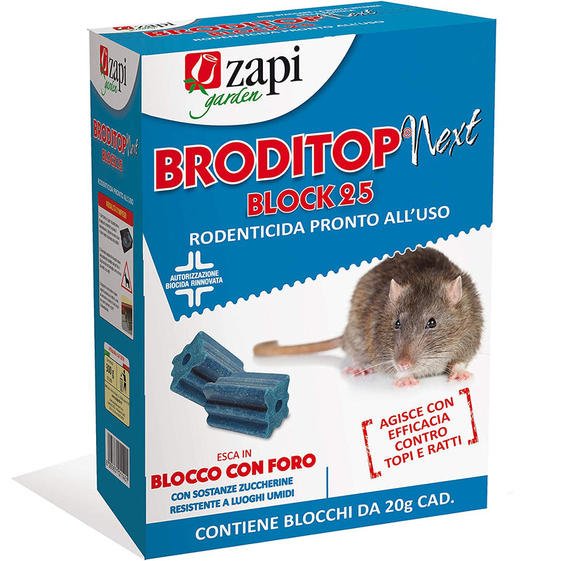 Esca topicida "Braditop Next Block" Cubetti per topi, ratti e arvicole veleno rodenticida 300 gr