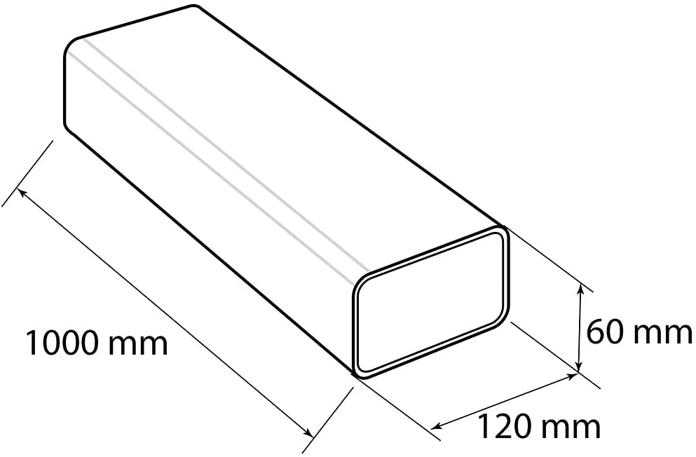 Tubo per aerazione canalizzata in ABS sezione rettangolare 1 m