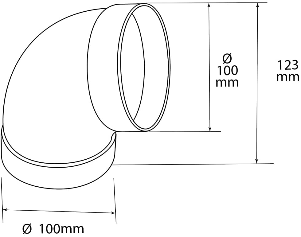 Curva a 90 ° per tubo aerazione canalizzata sezione Tonda in ABS