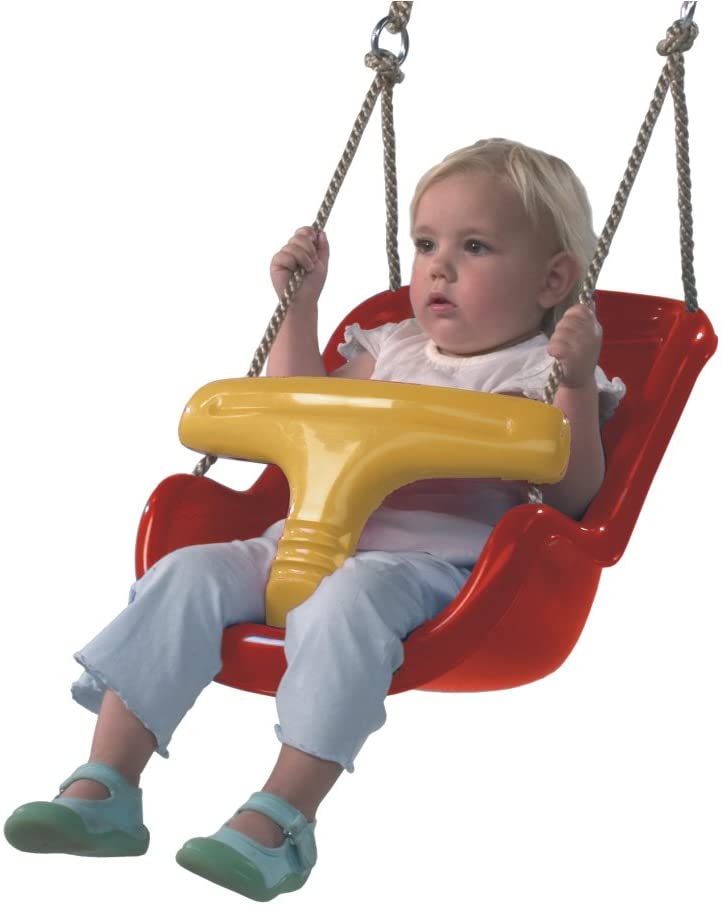 Gioco Esterno Sicuro Altalena In Plastica Per Bambini E Adulti - Sedile Rosso Con Corda Regolabile, Per Interni Ed Esterni Altalena Bambini Regolabile - Foto 4