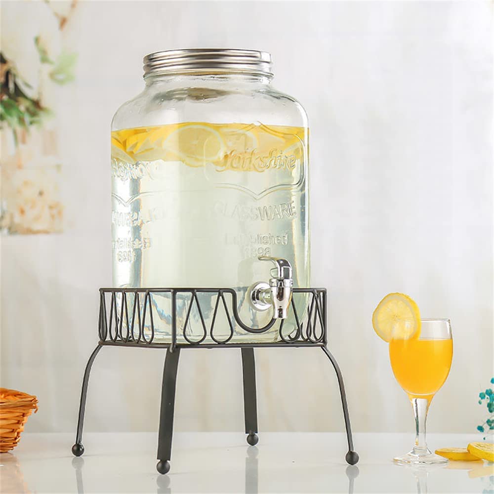 Caraffa in vetro porta bevande con rubinetto e supporto in metallo 7,5 lt
