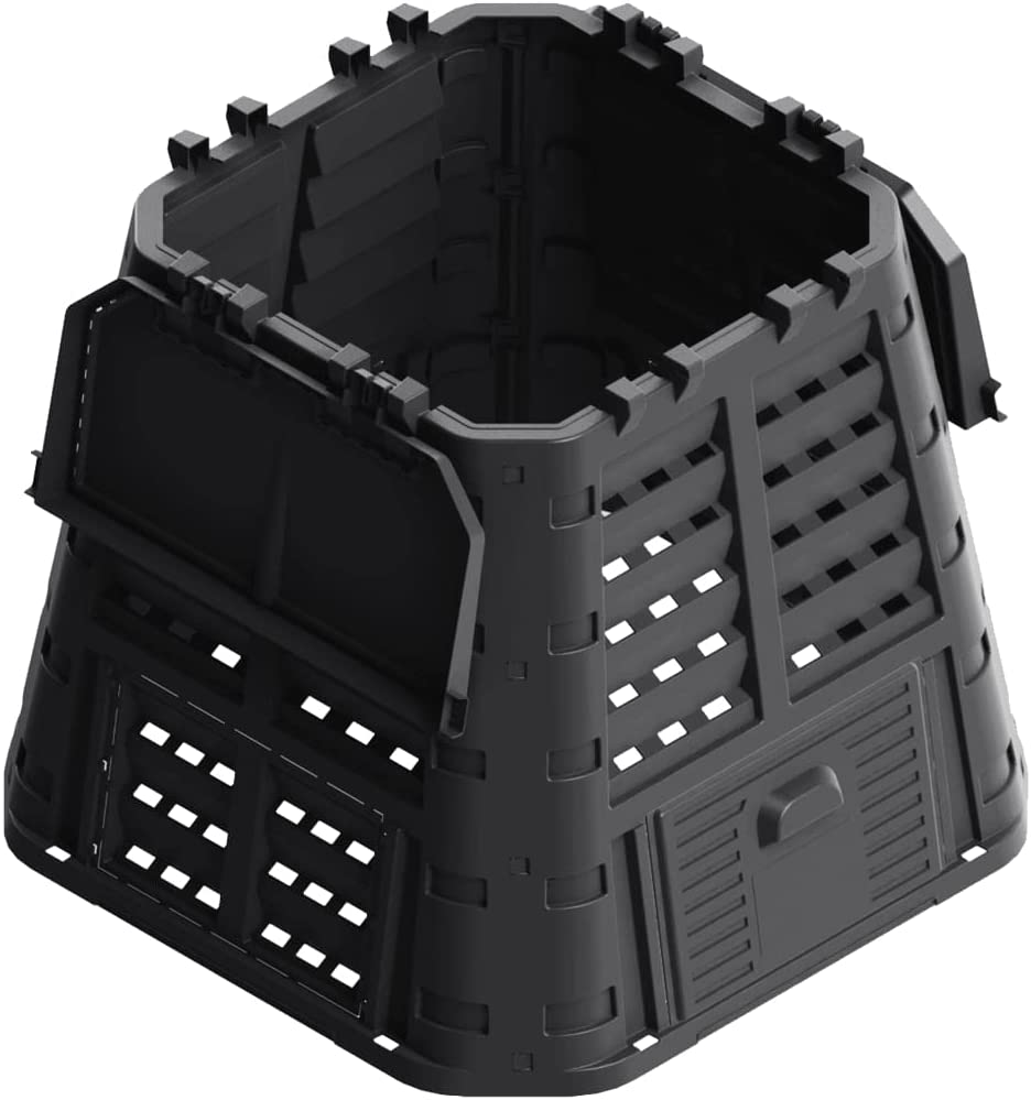 Compostiera quadrata da giardino 380 lt con apertura superiore ed inferiore